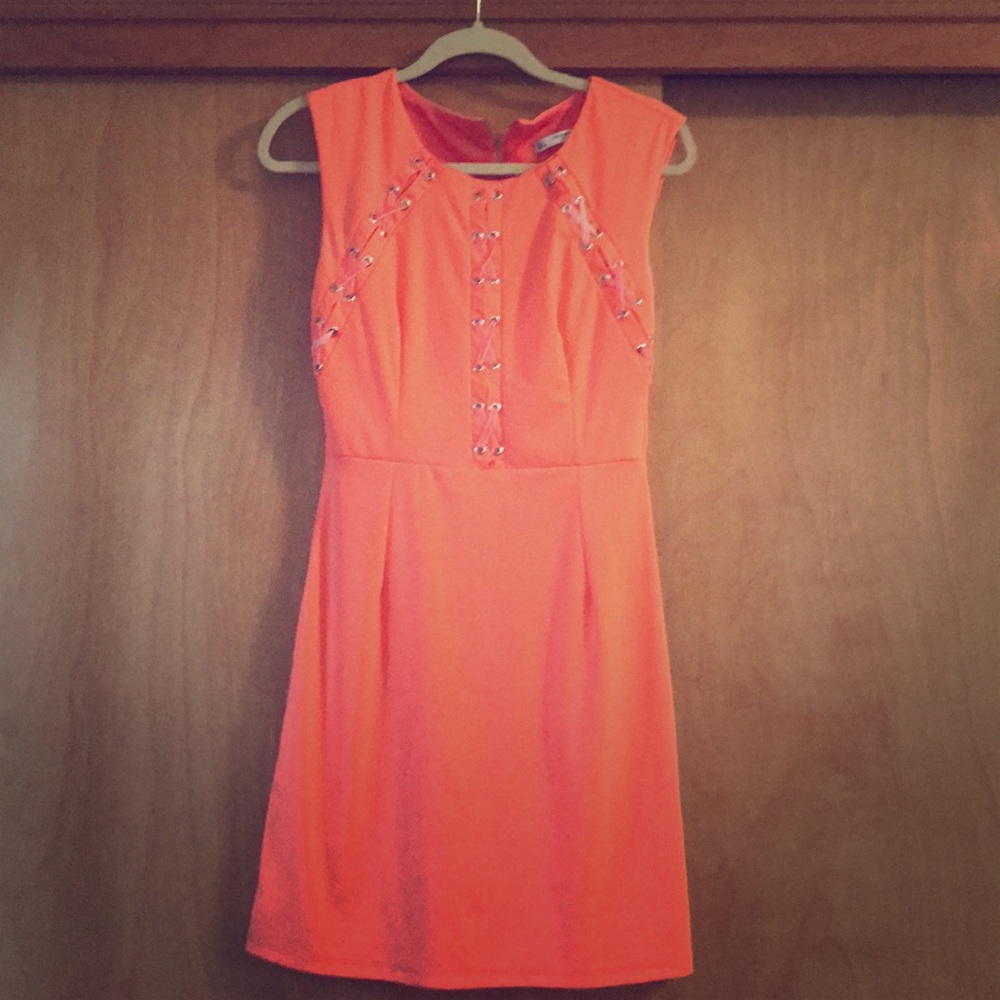 Salmon cross cross derail dress
